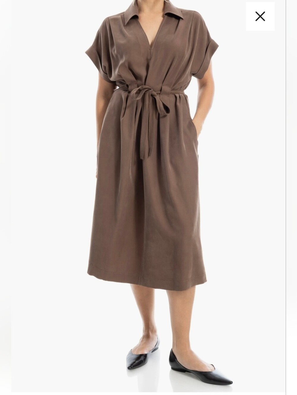 Max Studio Rolled Sleeve Midi Shirtdress